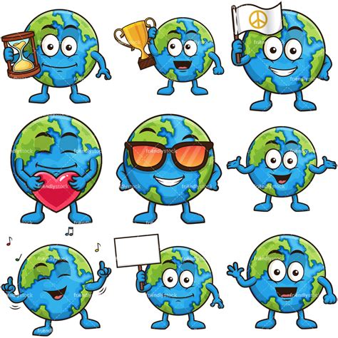 Earth Cartoon Character Vector Clipart Friendlystock