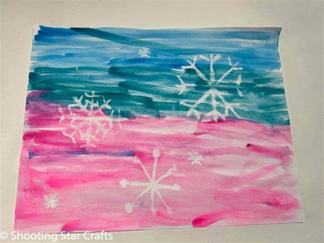 Watercolor Resist Snowflake Painting Shooting Star Crafts