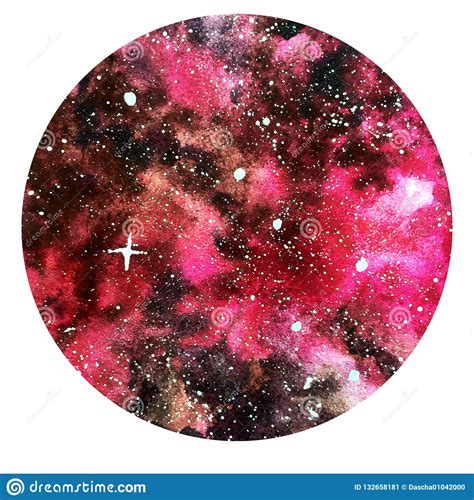 Pink Circle Galaxy Watercolor Illustration Round Stock Illustration