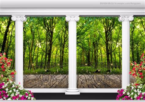 Custom 3d Photo Wall Mural Roman Column Wood Landscape Wallpaper For