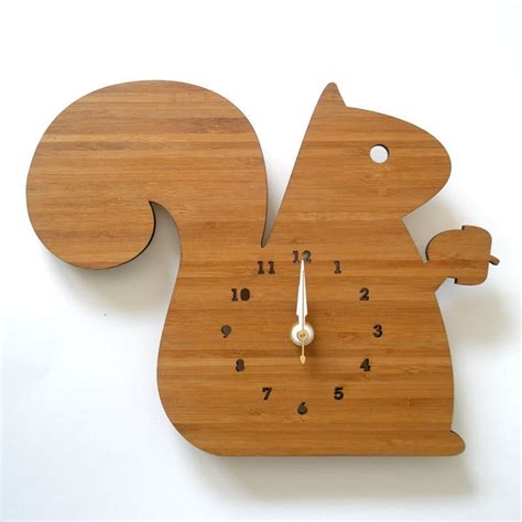 Modern Animal Wall Clock Squirrel Forest Theme Decor By Decoylab