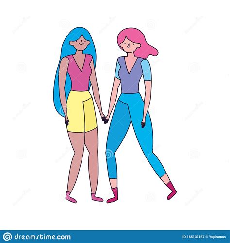 Two Women Together Friends Characters Stock Vector Illustration Of