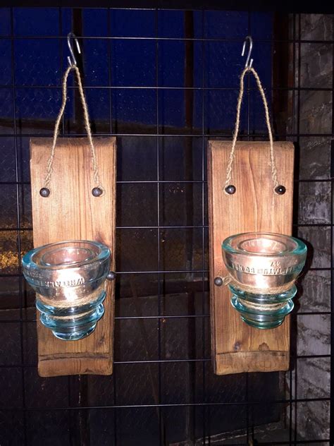 Vintage Glass Insulator Pendant Reclaimed Wood 100 Year Old Barn Wood
