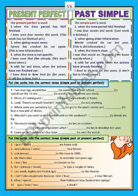 Present Perfect Or Past Simple English Esl Worksheets For Distance