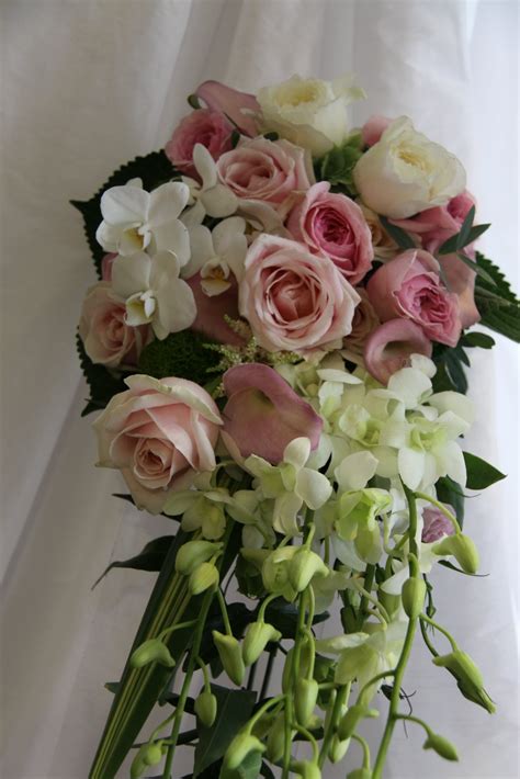 The Flower Magician Pale Pink And Ivory Cascading Wedding Bouquet