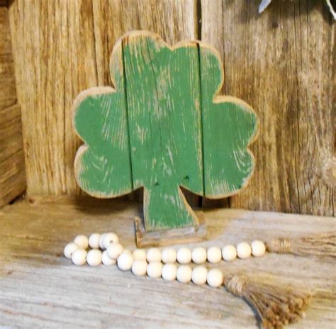 Rustic Shamrock With Stand Single Or Set St Patricks Day Decor