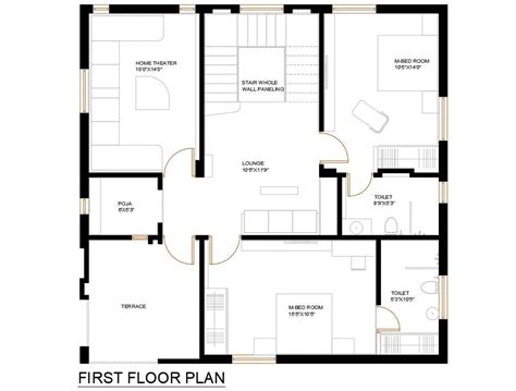 First Floor House Design With Furniture Layout Dwg File Cadbull
