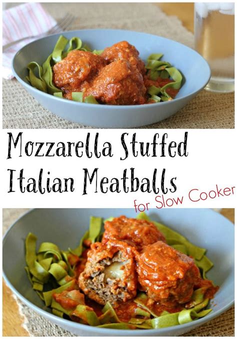 · then, use a large wooden spoon or your . Mozzarella Stuffed Italian Meatballs for Slow Cooker ...