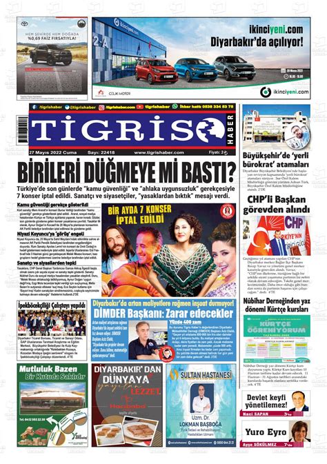 May S Tarihli Tigris Haber Gazete Man Etleri