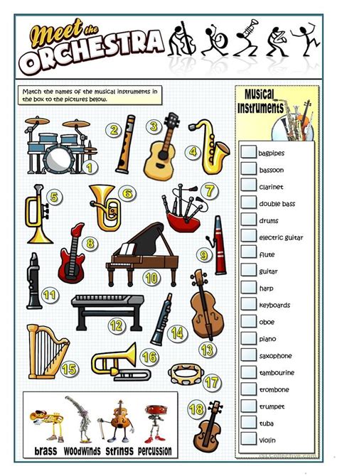 Meet The Orchestra Worksheet Free Esl Printable Worksheets Made By