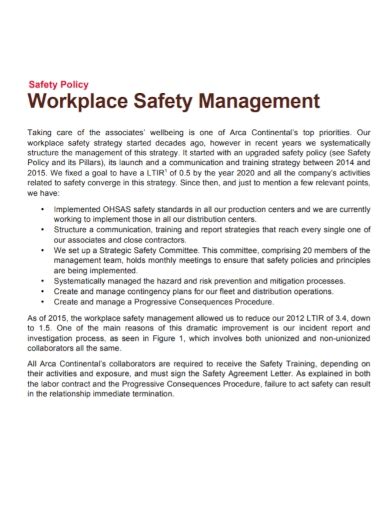 Free 10 Workplace Safety Policy Samples Health Covid 19 Security