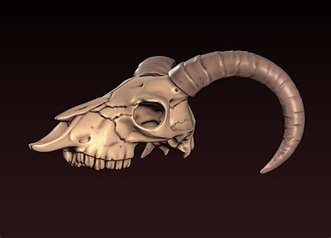 Goat head skull black icon in circle vector illustration isolated. Goat Skull 3D model 3D printable OBJ FBX STL BLEND