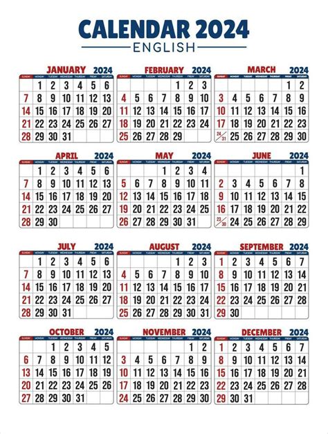 Calendar 2024 All Months 26819244 Vector Art At Vecteezy