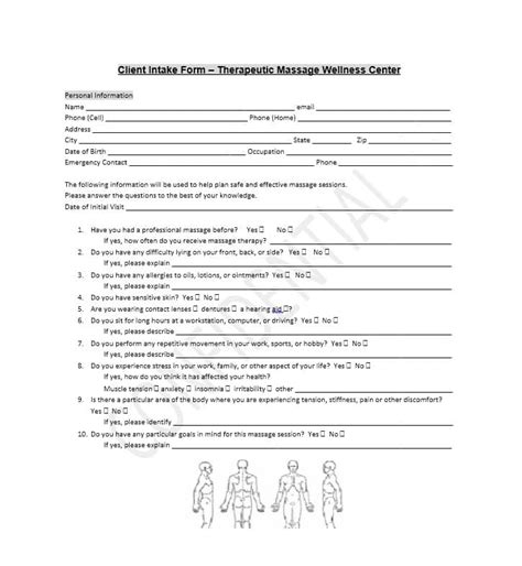59 Best Massage Intake Forms For Any Client Printable Templates Massage Intake Forms