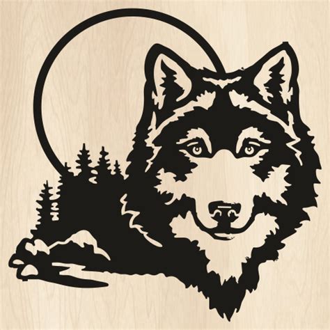 Moonlight Wolf Circle Svg Wolf Moon Png Howling Moon Vector File My