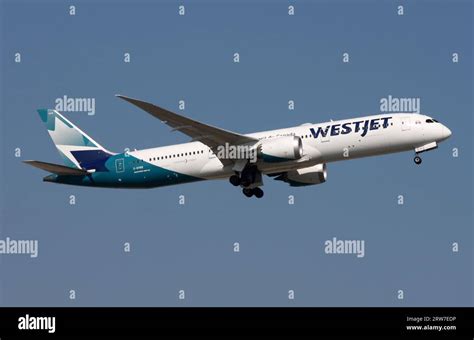 A Boeing 787 9 Dreamliner Of Westjet Departs London Gatwick Airport For
