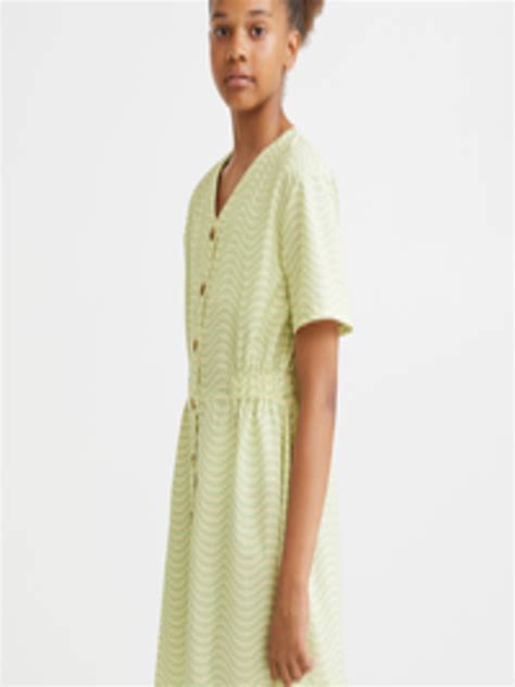 Buy Handm Yellow Pure Cotton Striped Dress Dresses For Girls 19409438