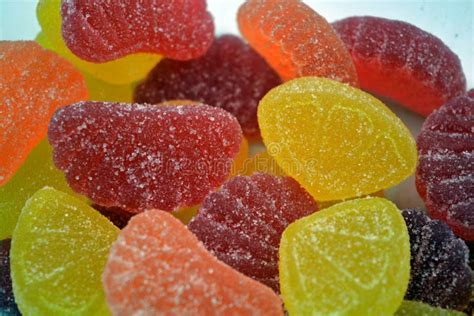 Bright Sweet Delicious Yellow Orange Red Pink Jelly Candies