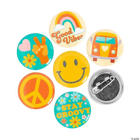 Bulk 48 Pc Groovy Party Mini Buttons Oriental Trading