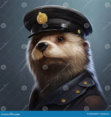 Otter Police Speedpainting Concept Art Stock Illustration