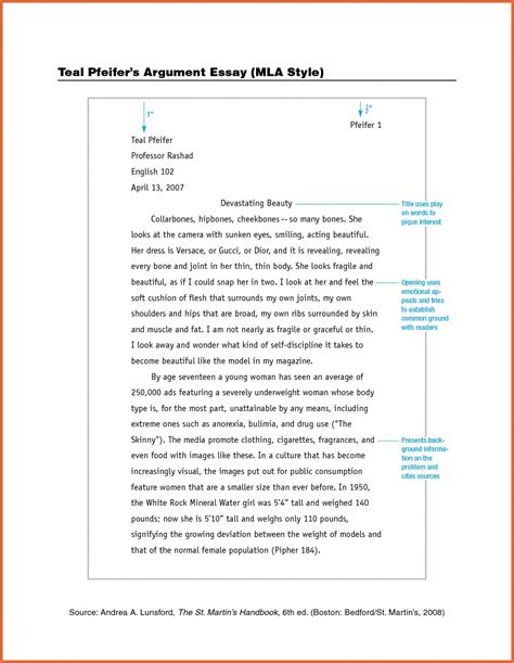 Essay Example Mla Format Template Thatsnotus