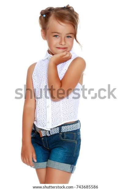 Little Girl Shorts White Shirt Concept Stock Photo 743685586 Shutterstock