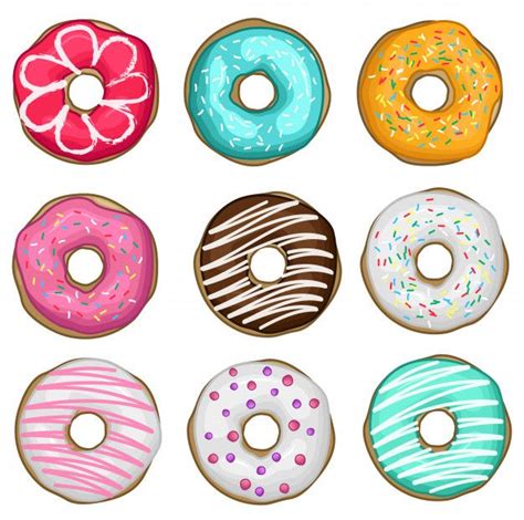 Premium Vector Stock Vector Set Of Donuts Donut Drawing Cute Food