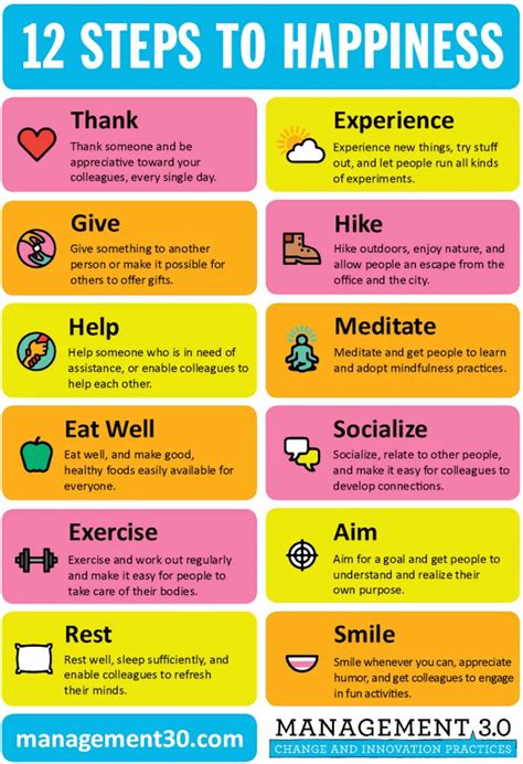 8 12 Steps To Happiness 20 Infographics To Help You Start Loving