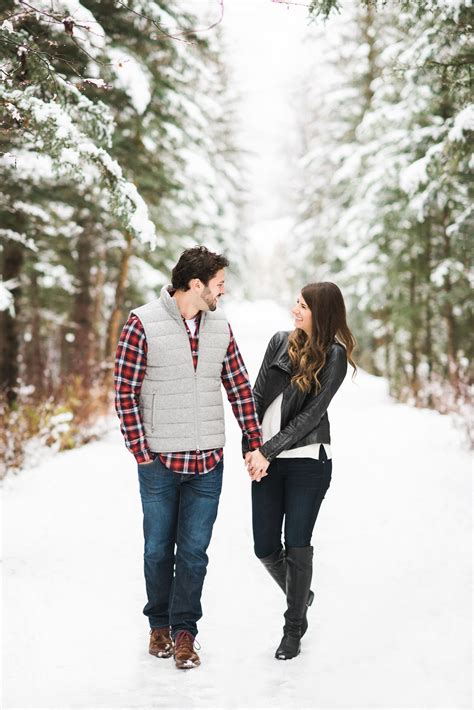 Snowy Winter Engagement Session Winter Engagement Outfit Kristyn