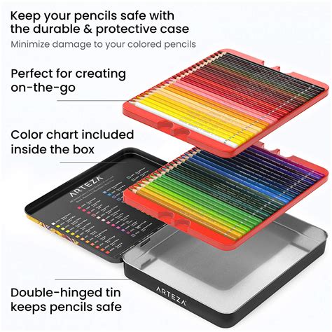 Arteza Colored Pencils Professional Set Of 48 Colors Soft Wax Based