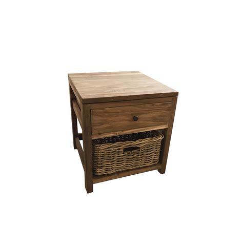 Rustic Bedside Table 100 Reclaimed Teak Ombak Furniture
