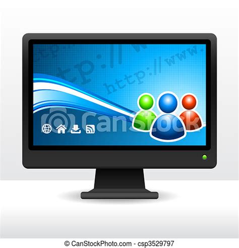 Monitor computador, desktop. Vetorial, imagem, monitor computador, original, desktop, simples ...