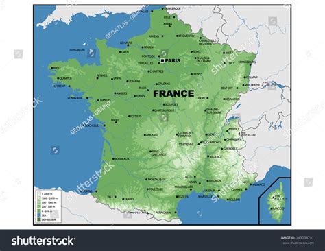 Physical Map Of France Stock Photo 149034791 Shutterstock