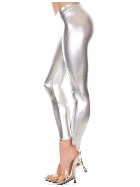 Metallic Silver Leggings Womens Shiny Silver Tights
