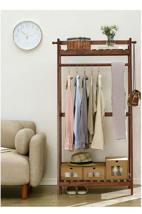 Clothes Stand Indoor Hanger Floor Simple Modern Bedroom Solid Wood Coat