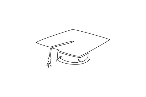One Continuous Line Drawing Of Graduation Cap For Graduating Ceremony
