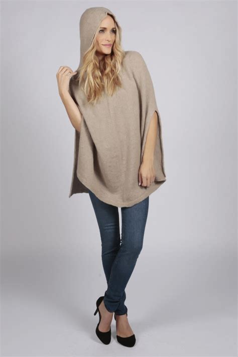 camel brown beige pure cashmere hooded poncho cape italy in cashmere uk