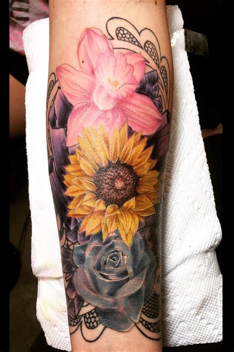 Tattoo Uploaded By Vega Flower Flowers Flowertattoo Sunflower Rose Crystal Lace