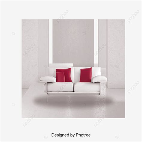 White Simple Living Room Decoration White Wall Sofa Simple Png