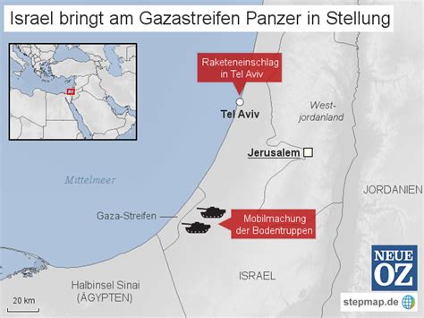 StepMap Israel Bringt Am Gazastreifen Panzer In Stellung Landkarte