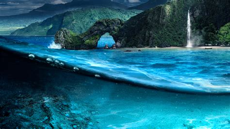 Tropical Underwater Ocean Beach Waterfall Arch Far Cry Hd Wallpaper
