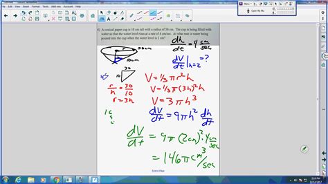 Ap Calculus Ab Related Rates Conescubes Juda Math Youtube