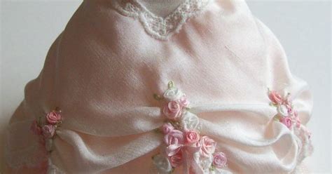 handmade 1 12th scale silk dollhouse miniature dress with silk ribbon roses miniatures