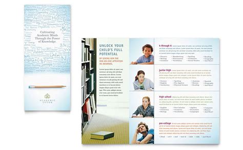 academic tutor school tri fold brochure template design