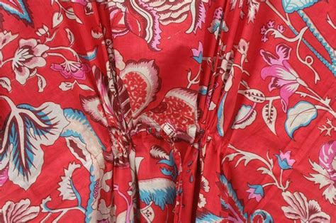 Indian Red Long Rose Print Cotton Hippie Maxi Women Boho Nightwear Caftan Dress Ebay