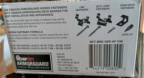 Fiberon Veranda Armorguard Hidden Deck Fasteners Bkt Brd Ver Hf C90