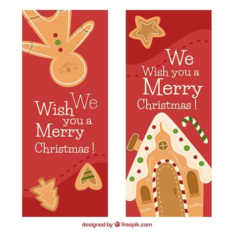 Christmas Gingerbread Cookies Banners Free Vector