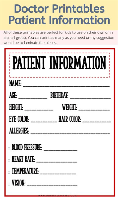 Printable Doctor Forms For Kids Printable Forms Free Online