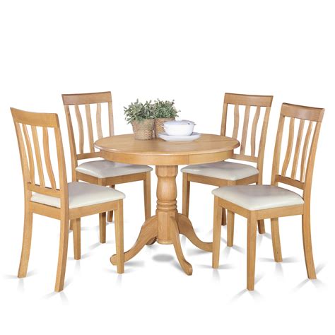 Of course, kitchens are notoriously messy, so spills and stains are a serious concern. ANTI5-OAK-LC 5 PC Kitchen Table set-small Kitchen Table plus 4 Dining Chairs - East West Furniture