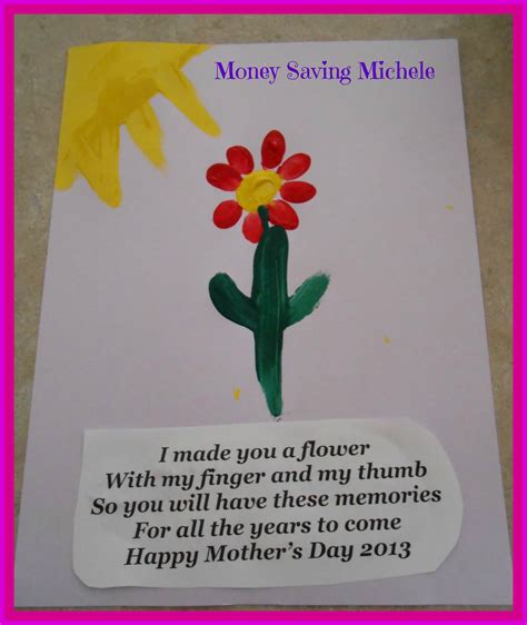 Mothers Day Craft For Kids Fingerprint Flower Money Aving Michele